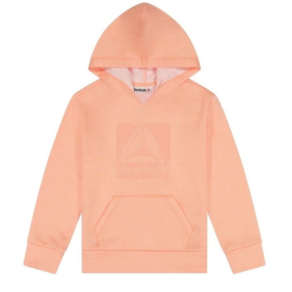 Reebok Girl Hoodie XS 4/5 Peach Amber Heather Core Logo Pullover Lightweight NWT